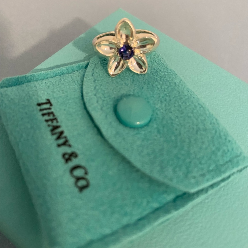 Tiffany & Co. 925 Silver Purple Lolite Flower Ring- size 5.5 excellent condition - Picture 2 of 8